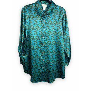 Vintage Soft Surroundings  Satin Button Up Tunic M